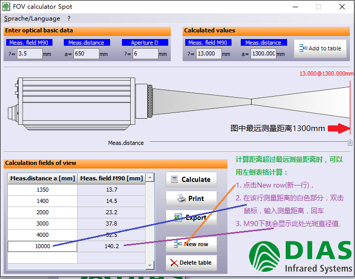 德國(guó)DIAS紅外測(cè)溫儀光斑計(jì)算圖示3